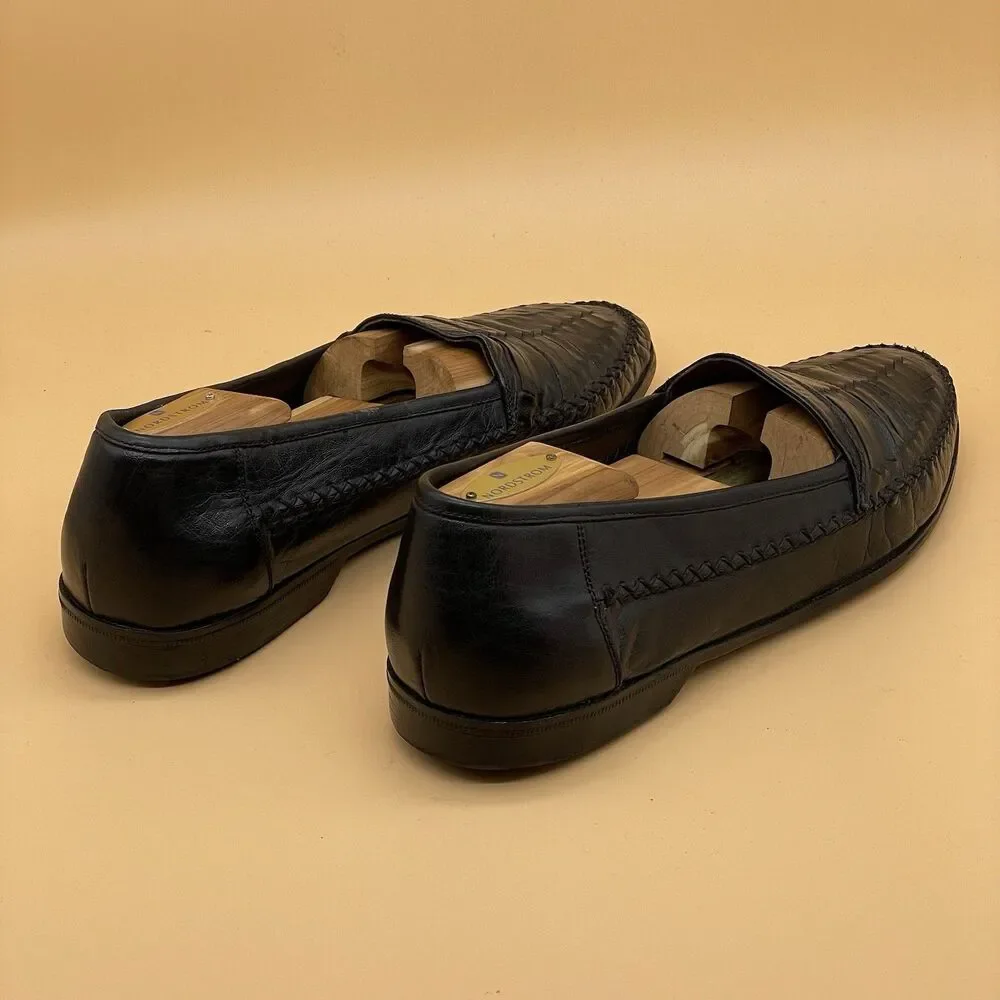 Deer Stags Palermo Leather Loafers Men's Size 10.5 M Black Weave Comfort Arch